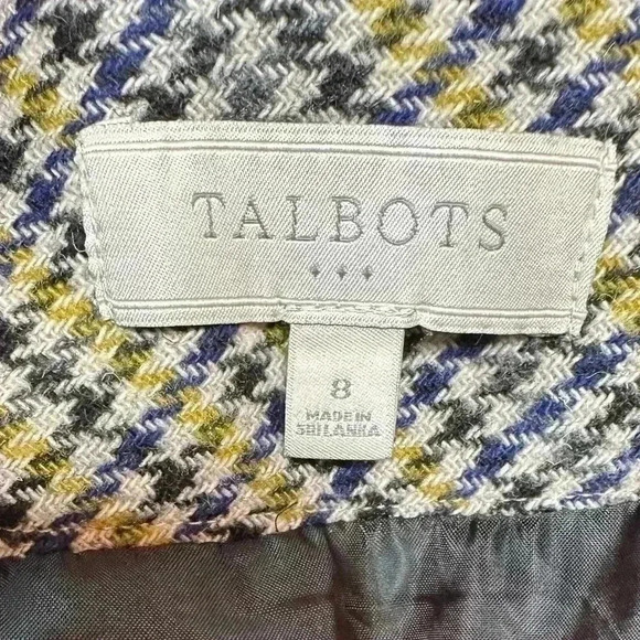 Talbots Wool Blend Herringbone Pencil Skirt Chartuse Green, Blue,Black Size 8 - Picture 5 of 6